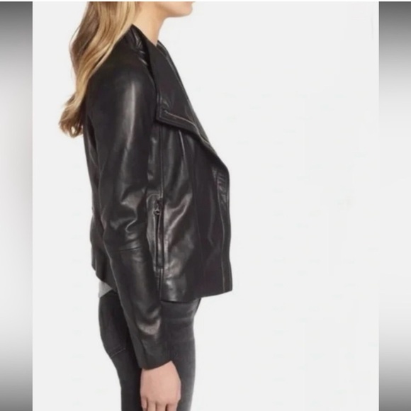 Women's Genuine Black Leather Jacket - Picture 2 of 4